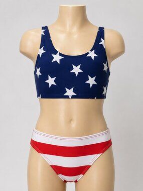 Kanu Surf Girls Size 12 US Flag Stars Stripes USA 2 Piece Girls Bikini NWT 3868